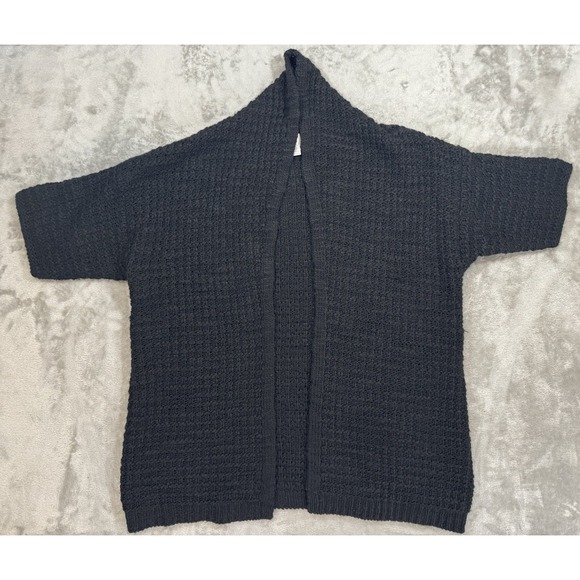 Chico's Sweaters - Chicos Cardigan Sweater Womens 2 Black Open Front Wool Blend Indie Sleaze Goblin